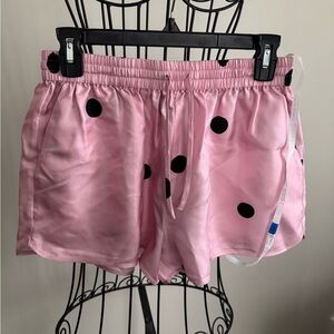 Cynthia Rowley Pink and Black Polka Dot Athletic Shorts